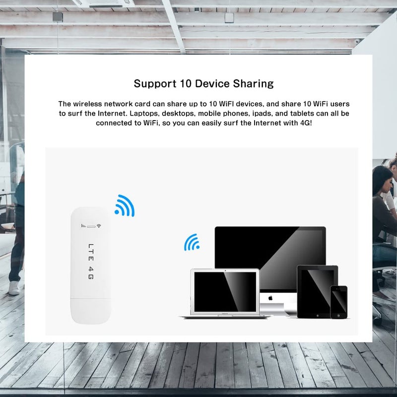 Eboxer 4G LTE USB USB Network Adapter Portable for Laptop Desktop PC Computer, Receiver Modem Stick Mini Hotspot (with) - Image 5